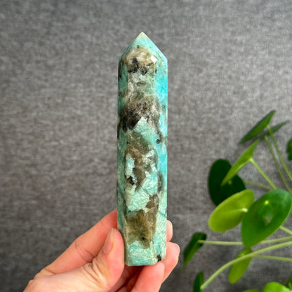 Amazonite with Smokey Quartz Tower