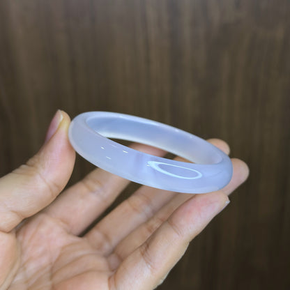 White Agate Bangle Leaf Style Size 54 mm