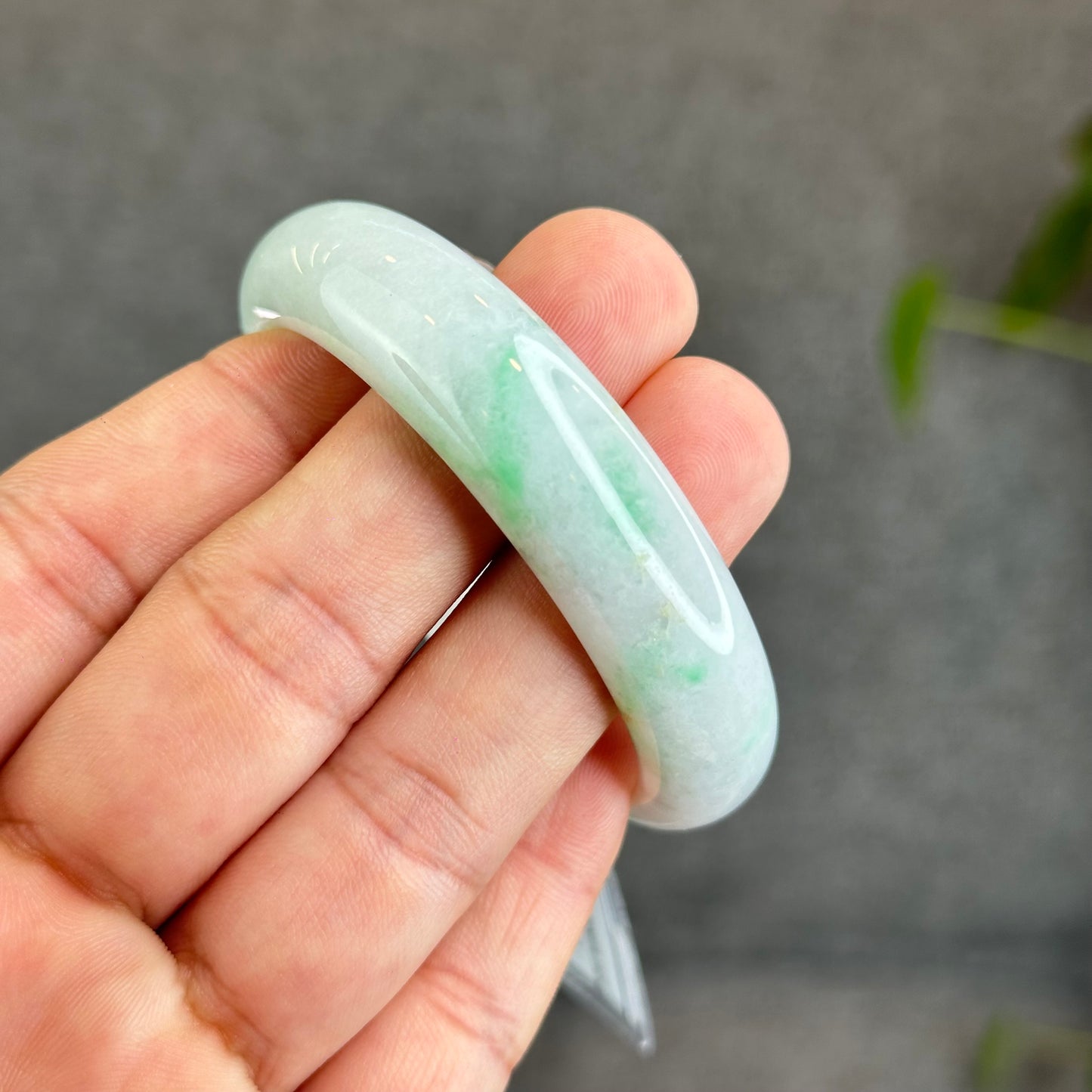 Light Green Natural Jadeite Jade Leaf Style Size 51.44 mm