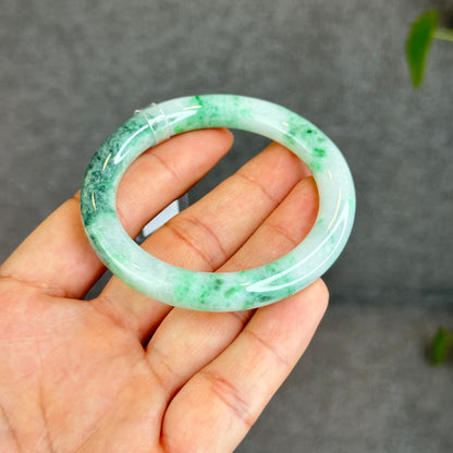 Son Thuy Light Green Natural Jadeite Jade Bangle Chopstick Style Size 51 mm