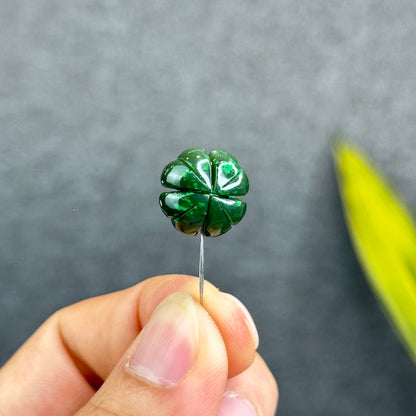 Natural Nephrite Jade 4 Leaf Clover Charm