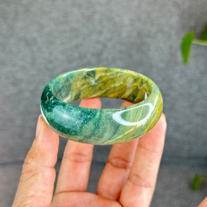 Colourful Natural Chalcedony Bangle Leaf Style Size 58.2 mm