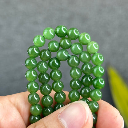 Natural Nephrite Jade High Quality Triple Wrap (108 Bead) Bracelet Size 6 mm