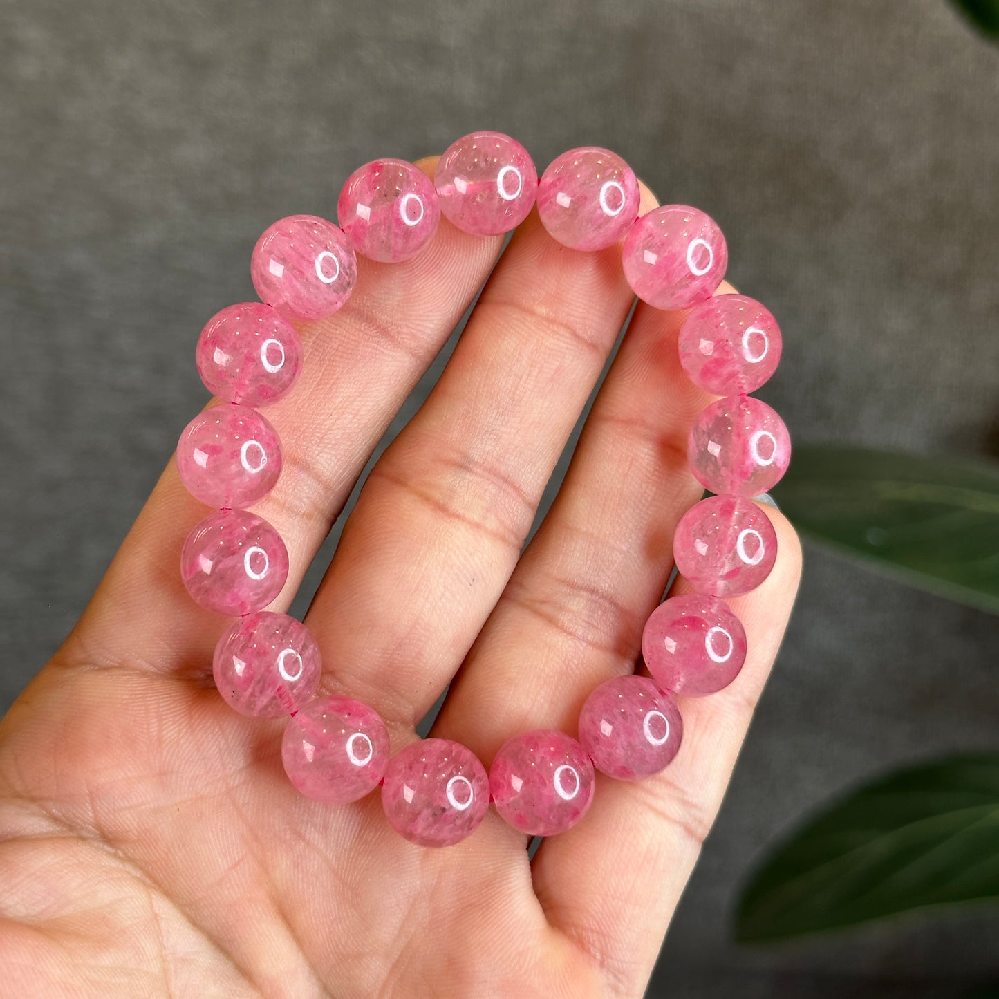 Rhodonite Sakura glacée 11,5 mm