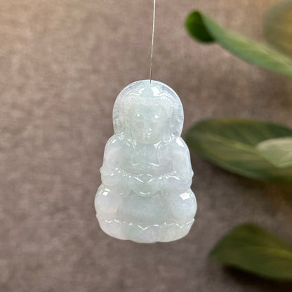 Quan The Am Buddha Jadeite Jade Type A Light Water Green Pendant