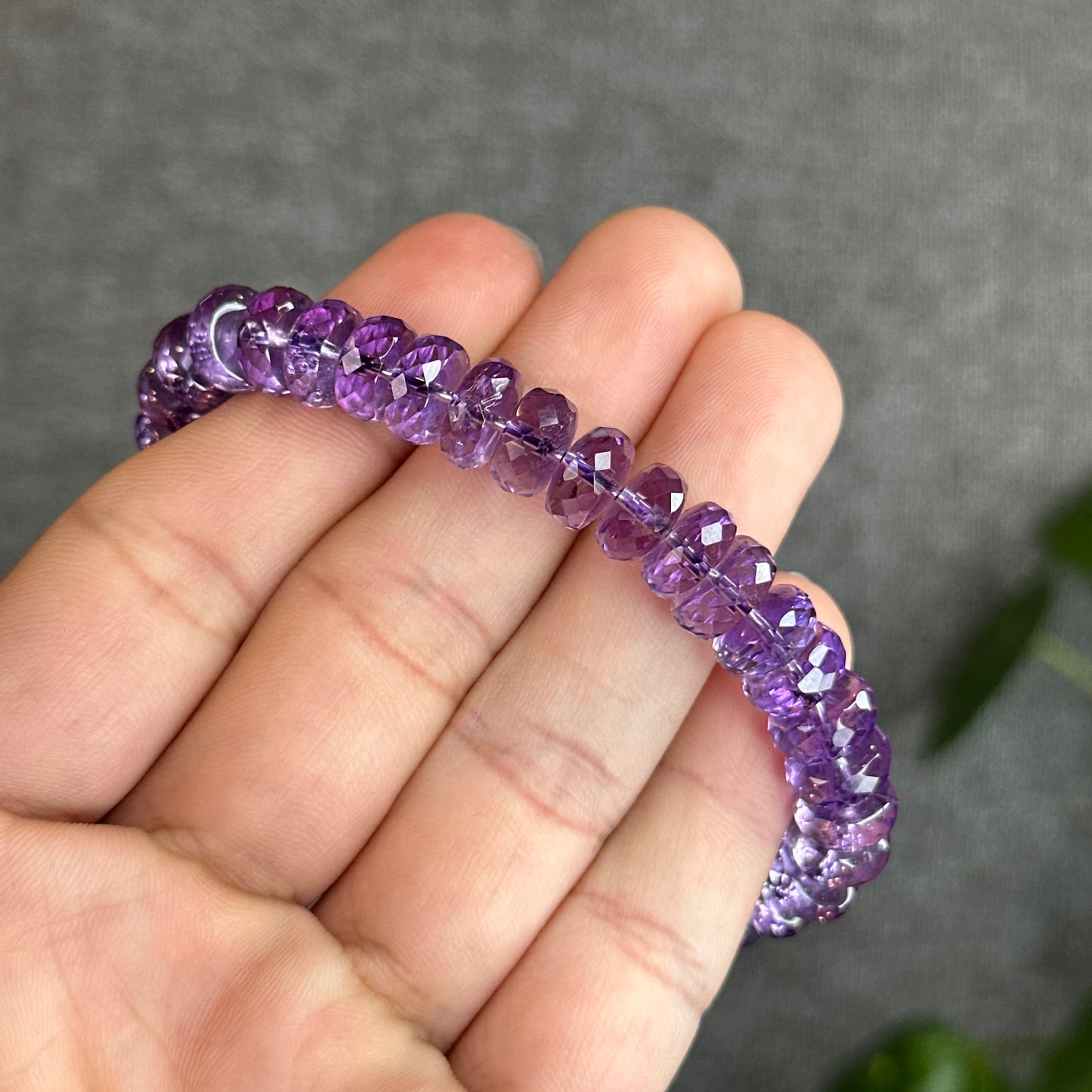 Amethyst Faceted Rondelle Bracelet Size 9 Mm