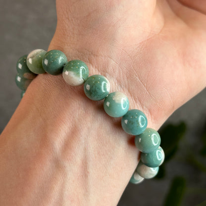 Tiffany Green Natural Floral Agate Bracelet Size 10 mm