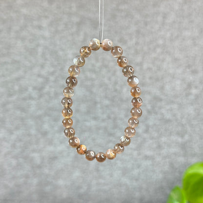 Natural Rutilated Brown Moonstone Bracelet Size 6.5 mm