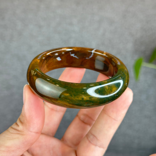 Colourful Natural Chalcedony Bangle Leaf Style Size 54.7 mm