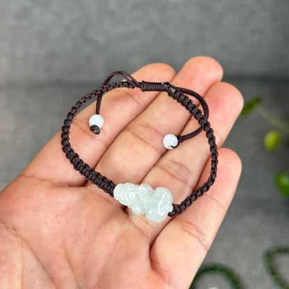 Pixiu Natural Jadeite Jade Braided Bracelet