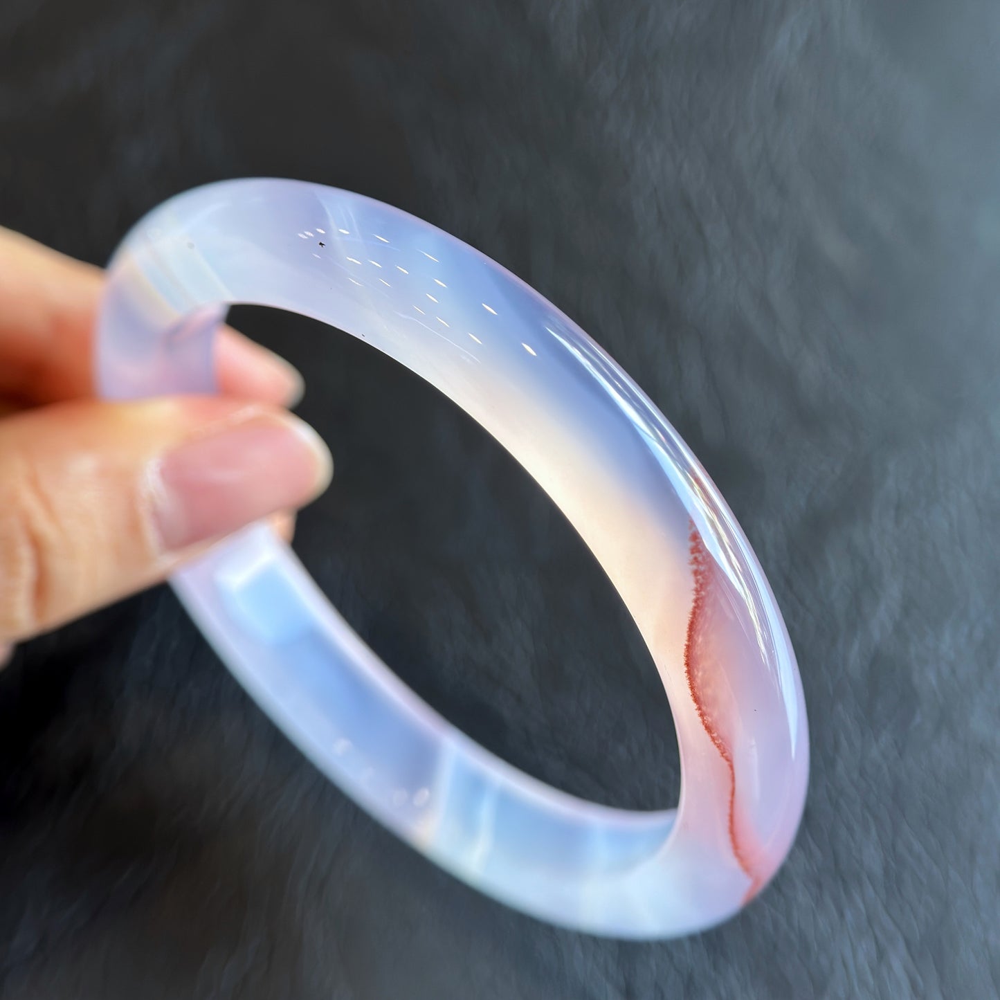 Natural Cinnibar Agate Bangle Leaf Style Size 62 mm