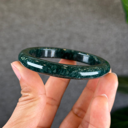 Jadeite Water Green Snow Flake Bangle Size 55 mm