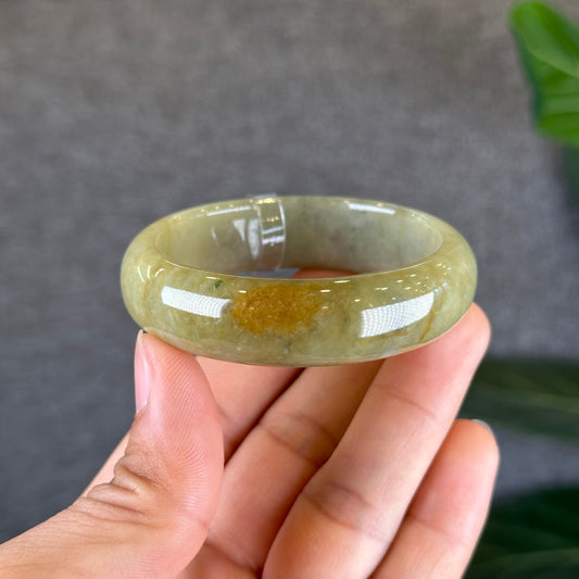 Bracelet en jade jadéite orange, style feuille, taille 49,4 mm, certificat 455835