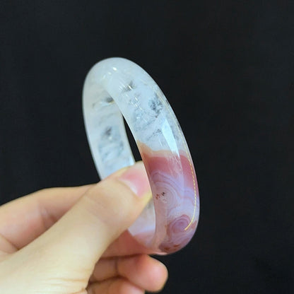 Special Natural Agate Bangle Leaf Style Size 56 mm