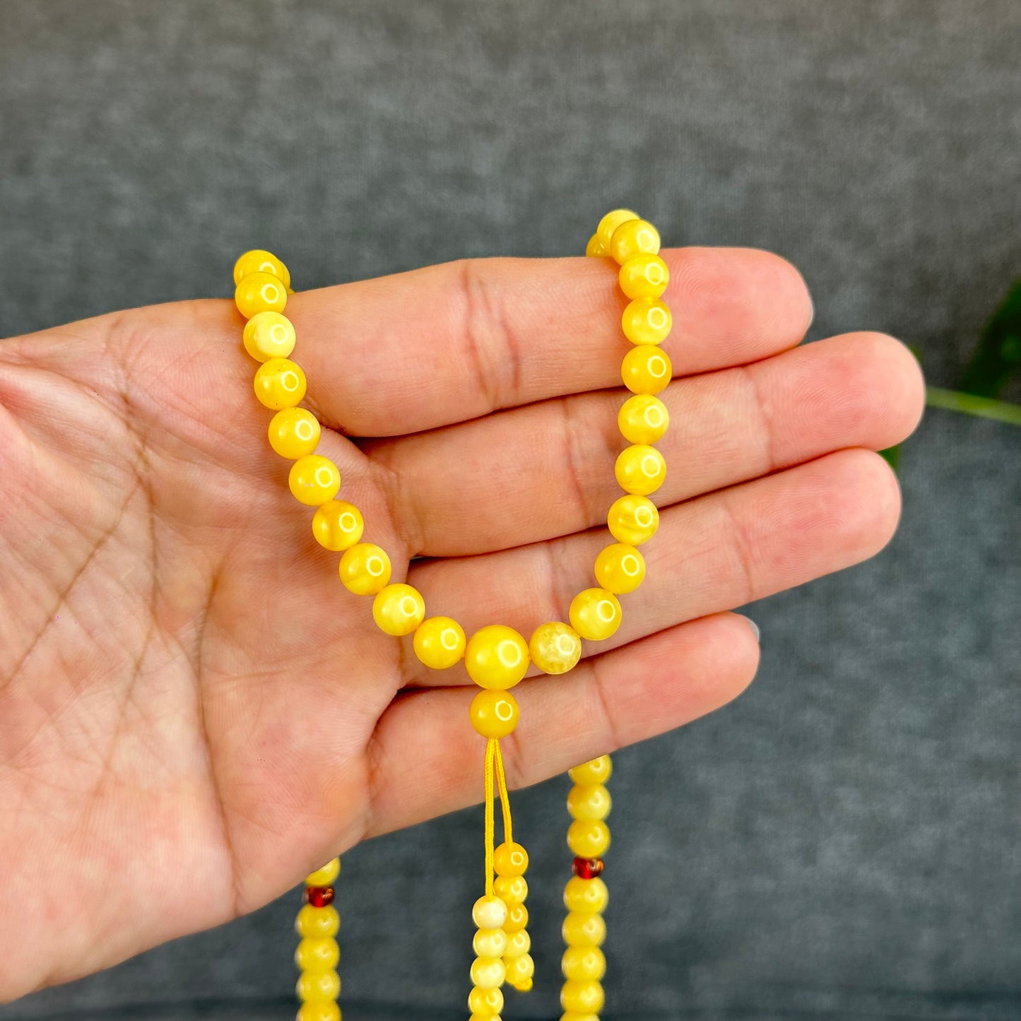 Natural Golden Amber Triple Wrap 108 Bead Bracelet Size 6 mm