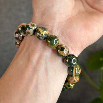 Green Multi Colour Ocean Jasper Bracelet Size 12.5 mm