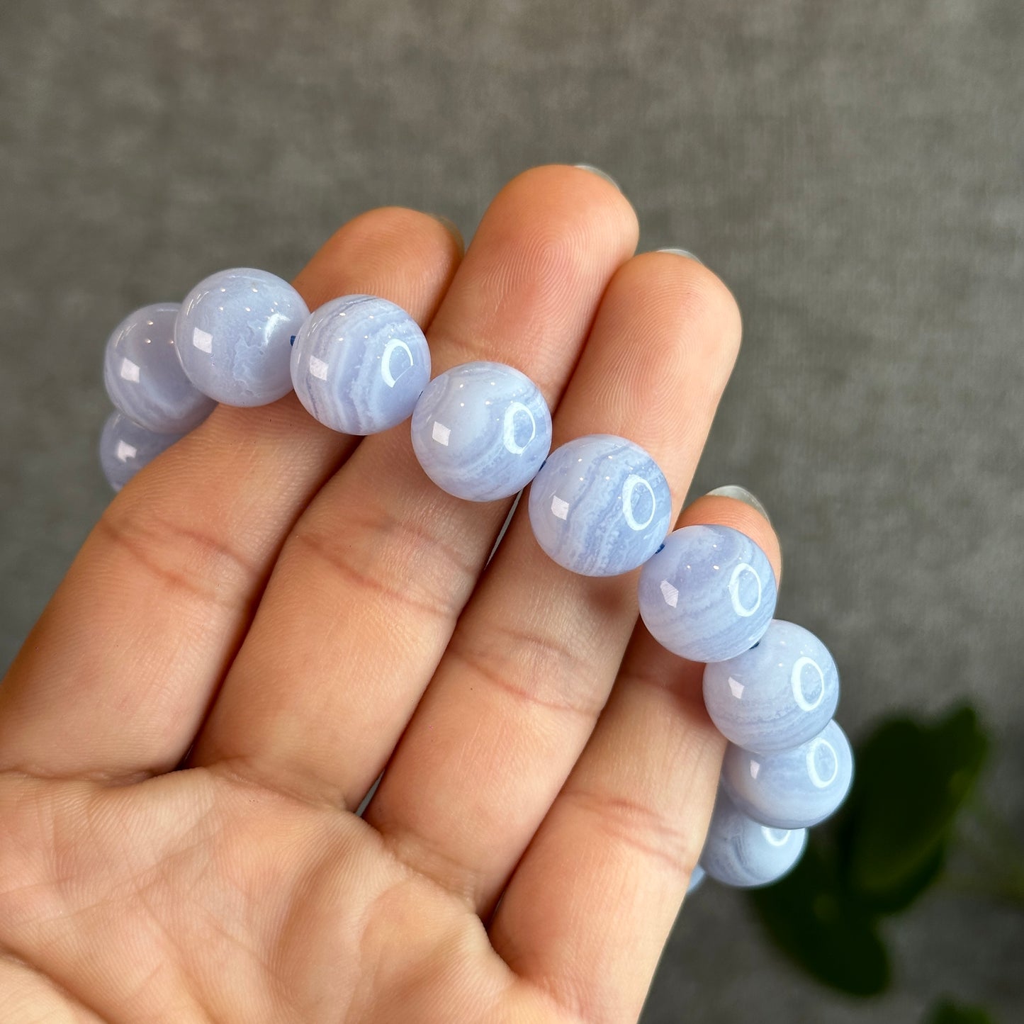 Natural Blue Lace Agate Bracelet Size 13.8 mm