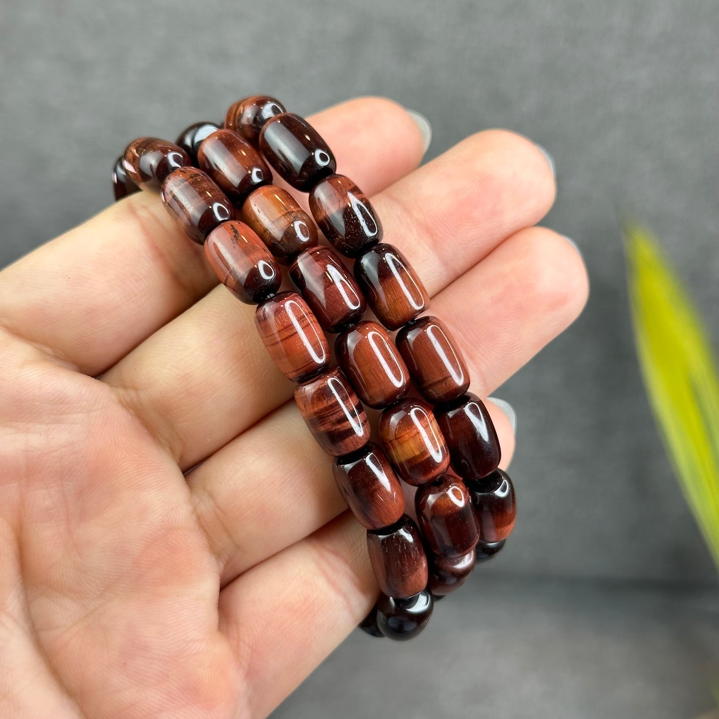 Natural Red Tiger Eye Barrel Bracelet Size 8 mm