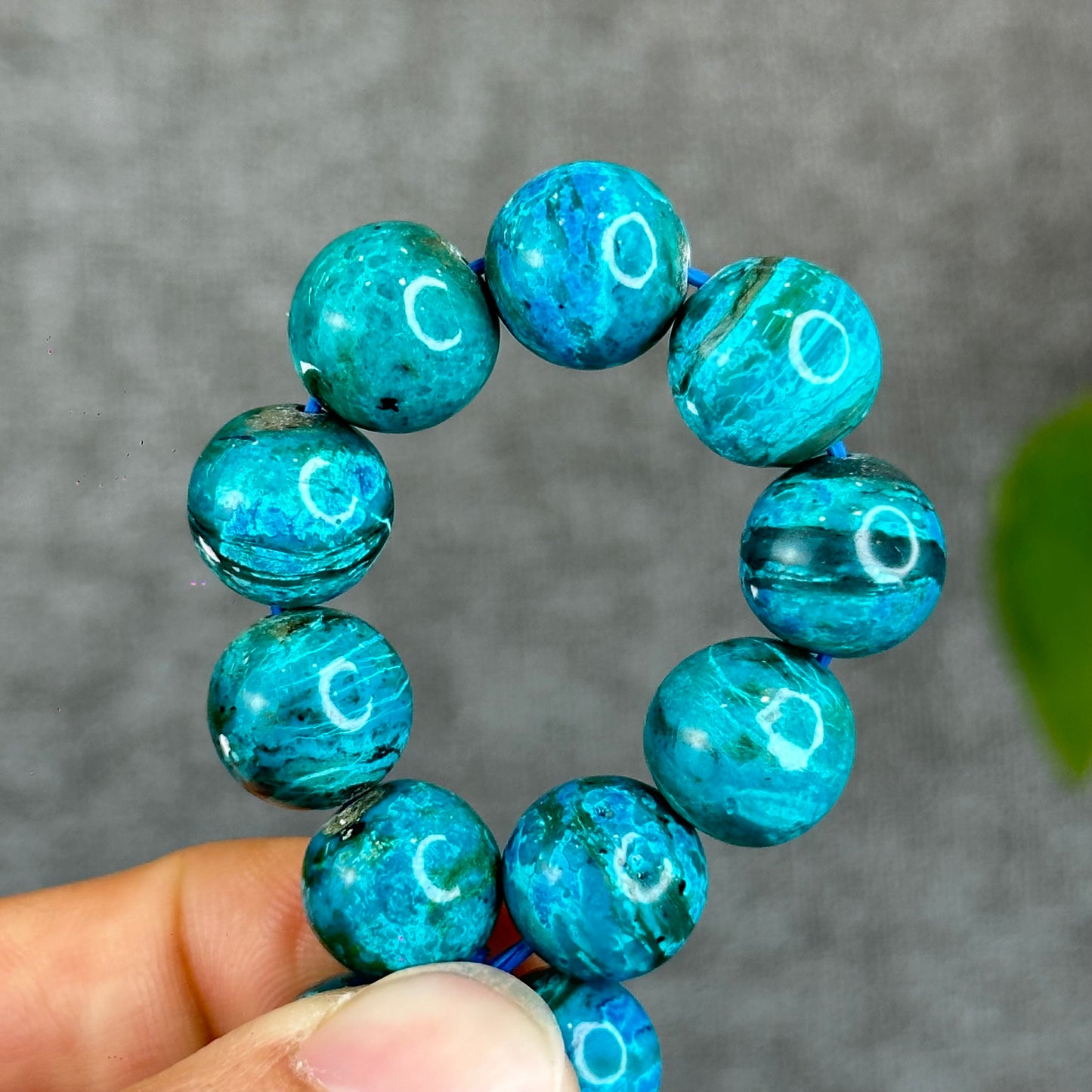 Aqua Blue with Copper Natural Chrysocolla Bracelet Size 11.5 mm