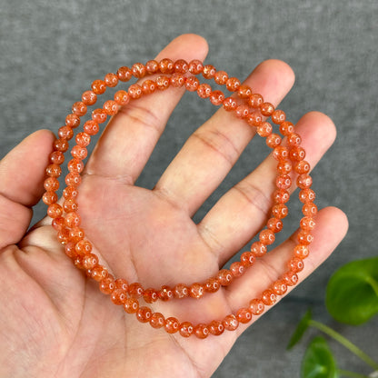 Natural Golden Sunstone Triple Wrap Bracelet Size 5.4 mm