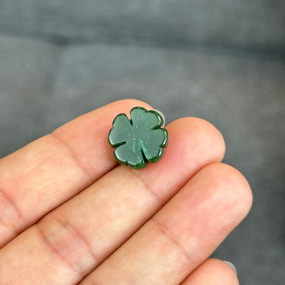 Natural Nephrite Jade 4 Leaf Clover Charm