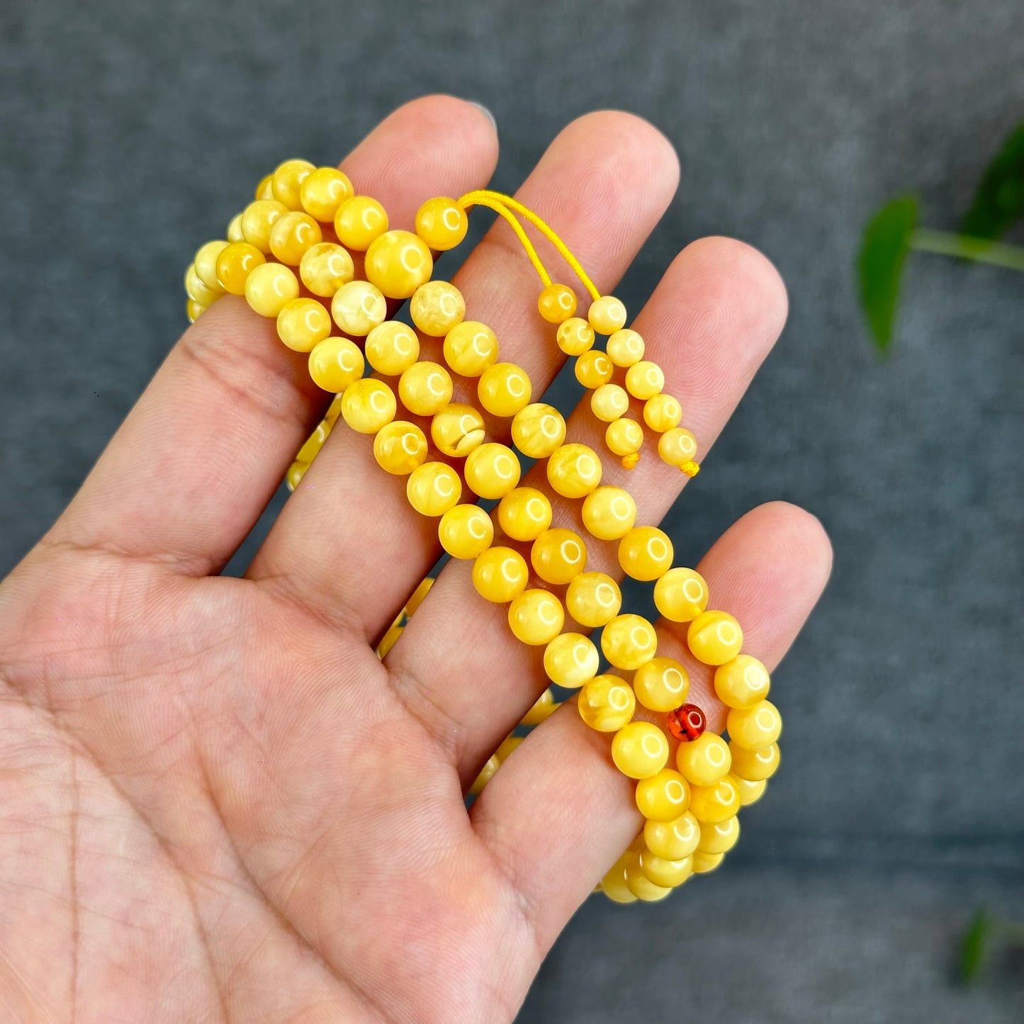 Natural Golden Amber Triple Wrap 108 Bead Bracelet Size 6 mm