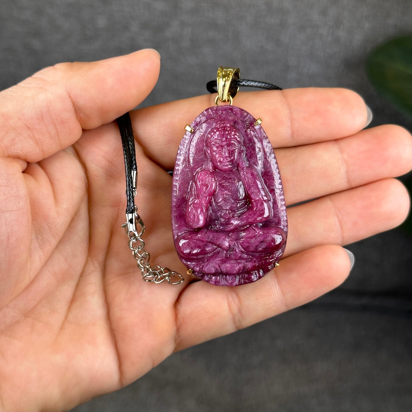 Adida Buddha Ruby Pendant in 10 Gold Setting with Gem Review Certificate