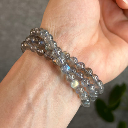 Light Labradorite Triple Wrap Bracelet Size 6.5 mm