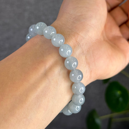 Icy Water Green Jadeite Jade Bracelet Size 10 mm