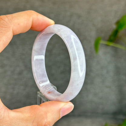 Natural Lavender with One Dot of Orange Jadeite Jade Type A Oval Leaf Style Bangle Size 51-52 mm mm Certificate 296365