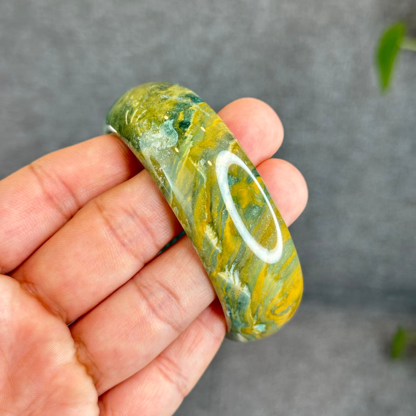 Colourful Natural Chalcedony Bangle Leaf Style Size 58.2 mm