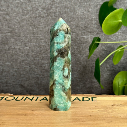 Amazonite with Smokey Quartz Tower