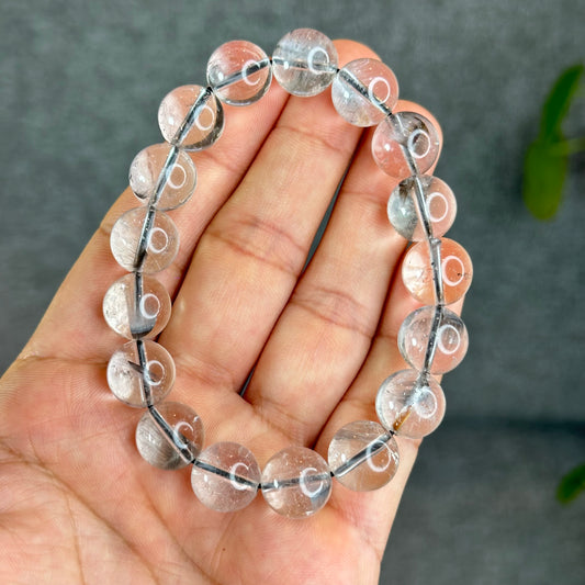 Natural Brookite Rutilated Quartz Bracelet Size 11.5 mm