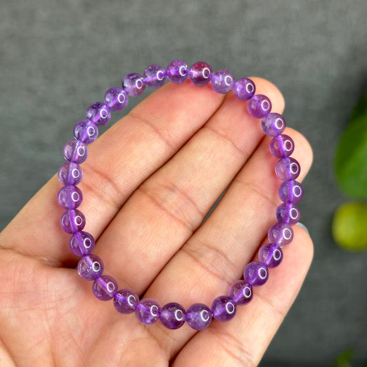 Natural Amethyst Bracelet Size 6 mm