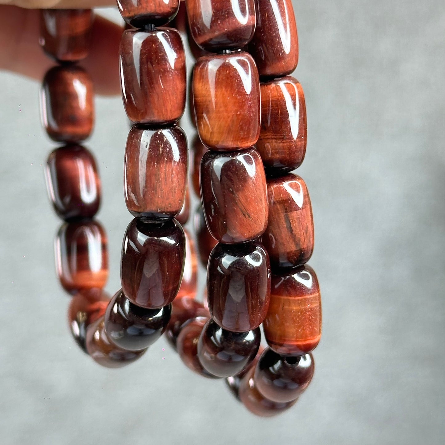 Natural Red Tiger Eye Barrel Bracelet Size 8 mm