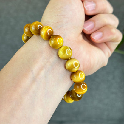 Natural Golden Center Tiger Eye Bracelet Size 12 mm