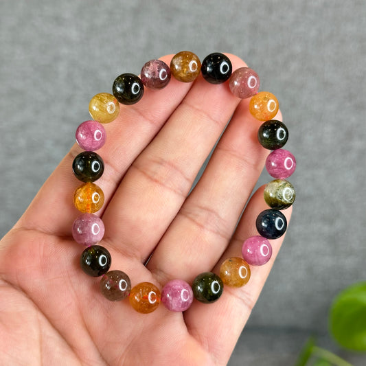 Natural Multi-Colour Tourmaline Bracelet Size 9 mm