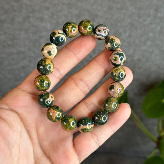 Green Multi Colour Ocean Jasper Bracelet Size 12.5 mm