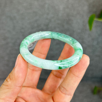 Son Thuy Light Green Natural Jadeite Jade Bangle Chopstick Style Size 51 mm