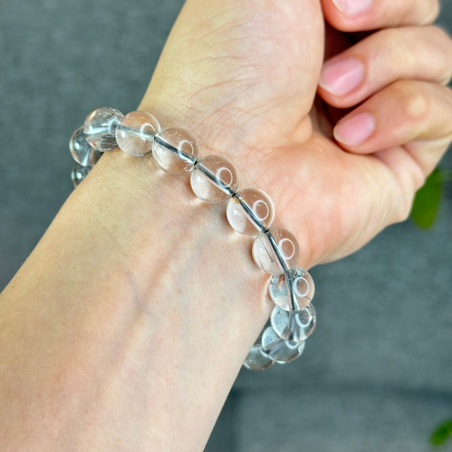 Natural Platinum Rutilated Quartz Bracelet Size 10.5 mm