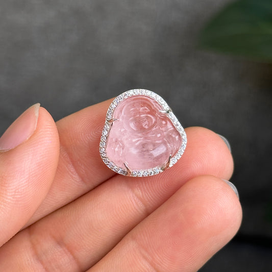 Happy Buddha Natural Pink Beryl Charm