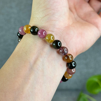 Natural Multi-Colour Tourmaline Bracelet Size 9 mm
