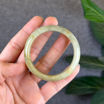 Orange Jadeite Jade Bangle Leaf Sytle Size 49.4 mm Certificate 455835