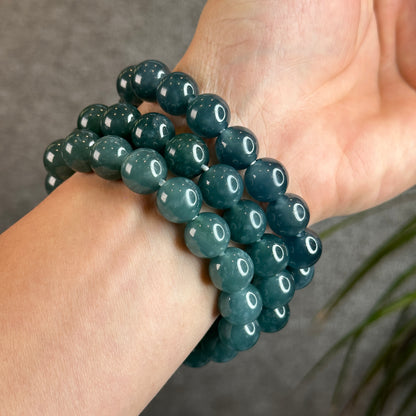 Natural Blue Water Natural Jadeite Jade Bracelet 11.8 mm