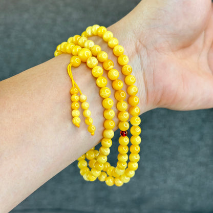 Natural Golden Amber Triple Wrap 108 Bead Bracelet Size 6 mm