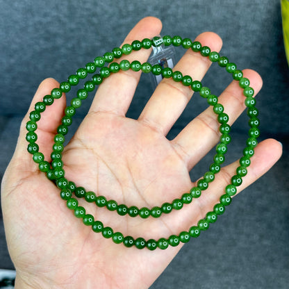 Natural Nephrite Jade High Quality Triple Wrap (108 Bead) Bracelet Size 6 mm