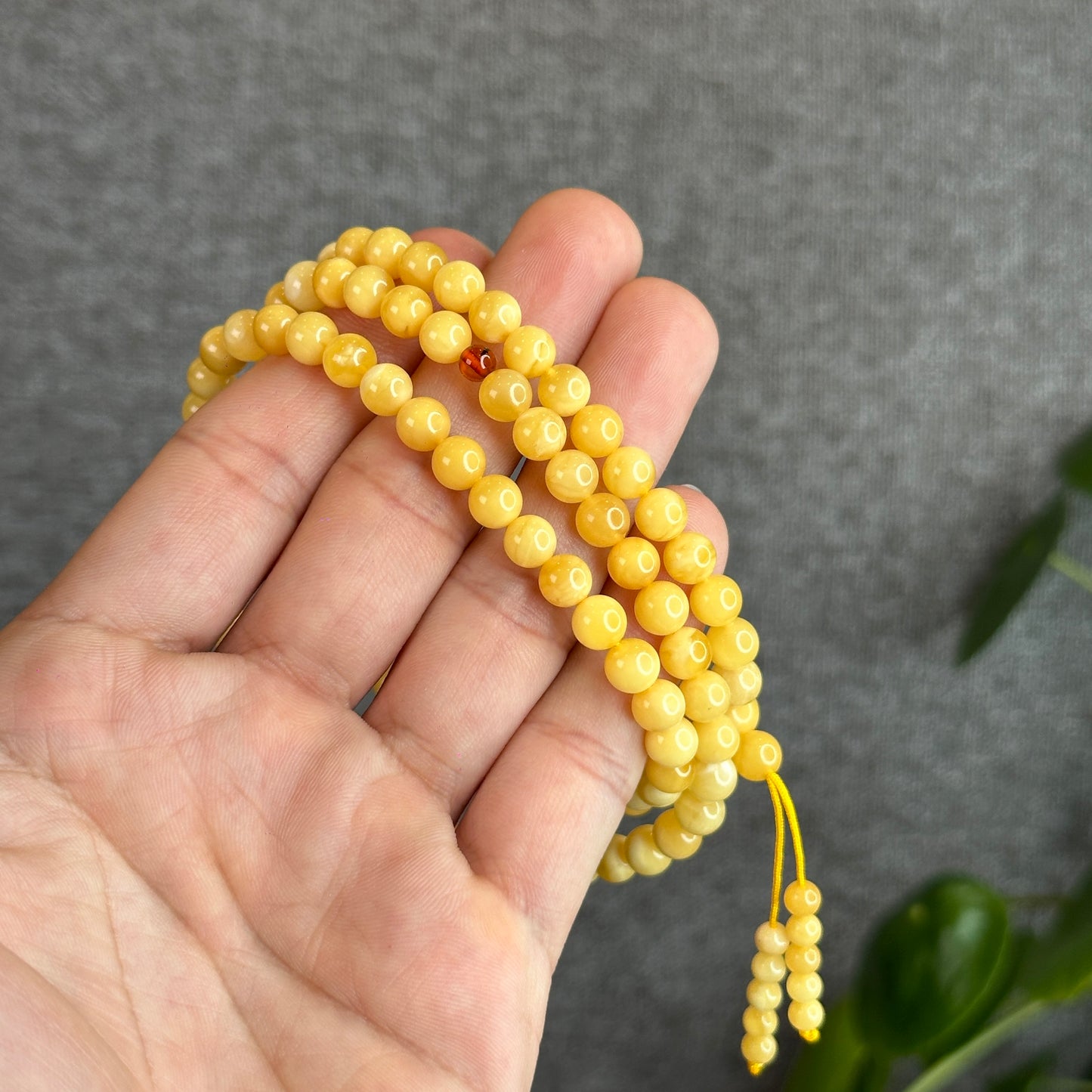 Golden Amber Triple Wrap 108 Bead Bracelet Size 6 mm