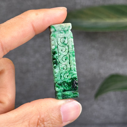 Nhu Y Carved Jadeite Jade Rectangle Pendant