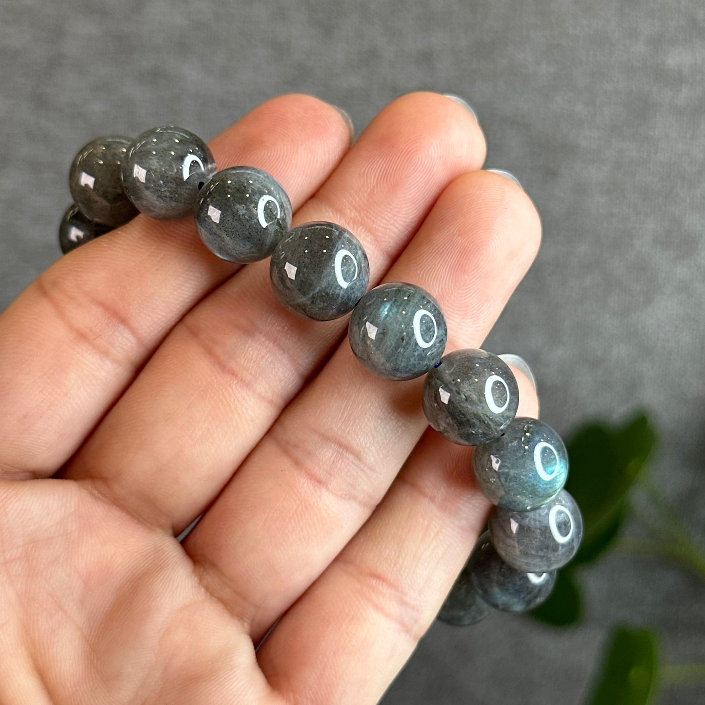 Natural Galaxy Dark Labradorite Bracelet Size 12.5 mm