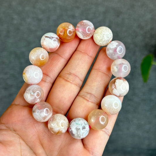 Bracelet Agate Florale Taille 14,5 mm